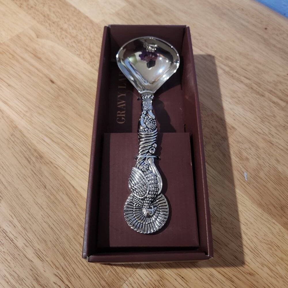 Turkey Handle Gravy Spoon by Godinger Harvest Home Nickel Plated